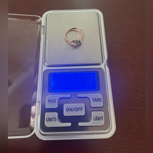 Stamped pink gold ring with diamonds - size 5 - Picture 9 of 10